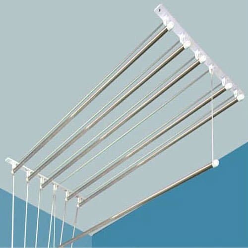 Ceiling Cloth Dry Hangers 6 Feet 6 Rods Set — ceiling mounted view