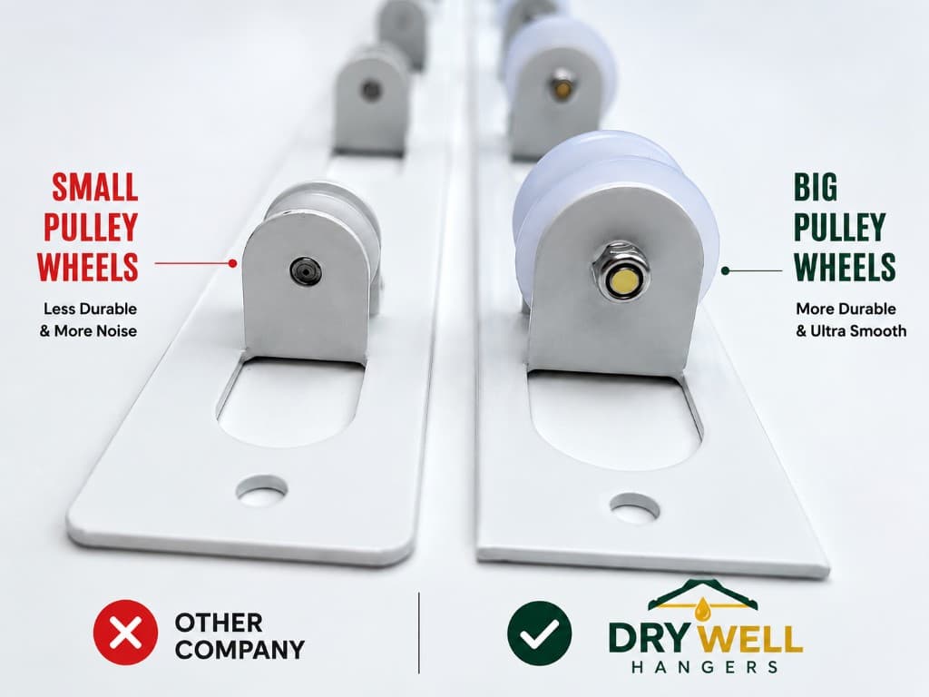 Ceiling Cloth Dry Hangers 6 Feet 6 Rods Set — big pulley wheels comparison